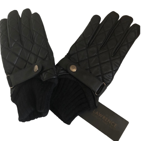 David Lawrence Black Leather Quilted Gloves Sz M-L - Picture 7 of 7